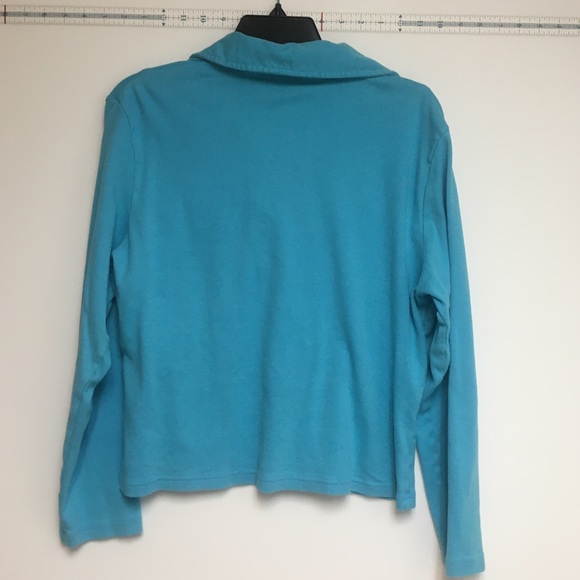 Turquoise Blue long sleeve knit top with layered look: All-in-one top - Picture 2 of 8